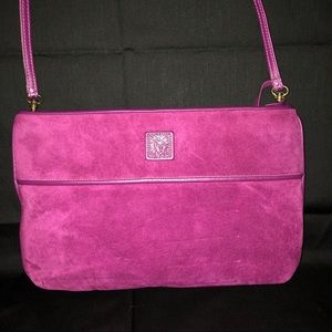 Anne Klein (for Calderon) Suede Magenta Bag